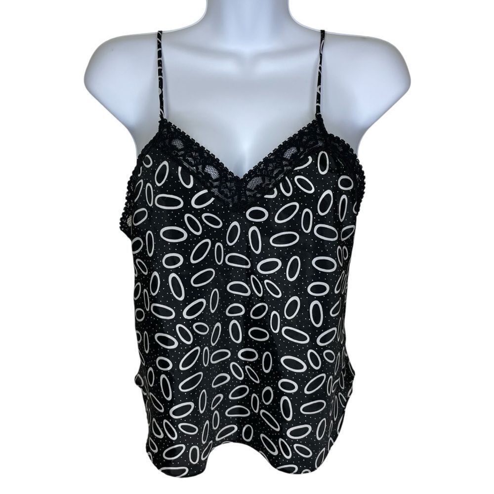 Vintage Victoria’s Secret Gold Label Patterned Camisole Black White Polka Dot S
